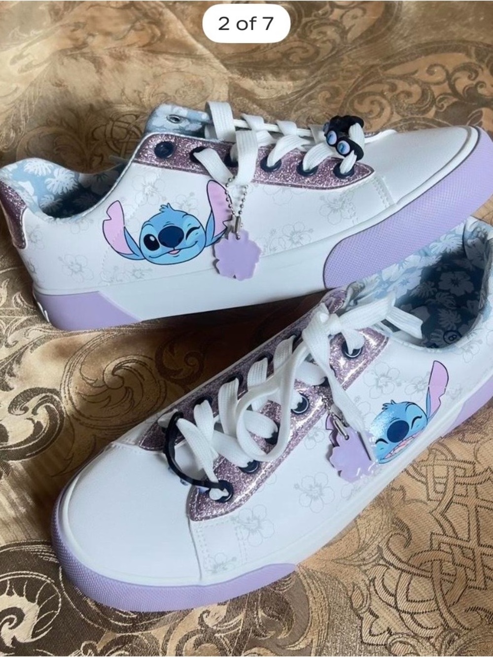 Disney White & Lavender Lilo & Stitch Low-Top Sneakers new without tags